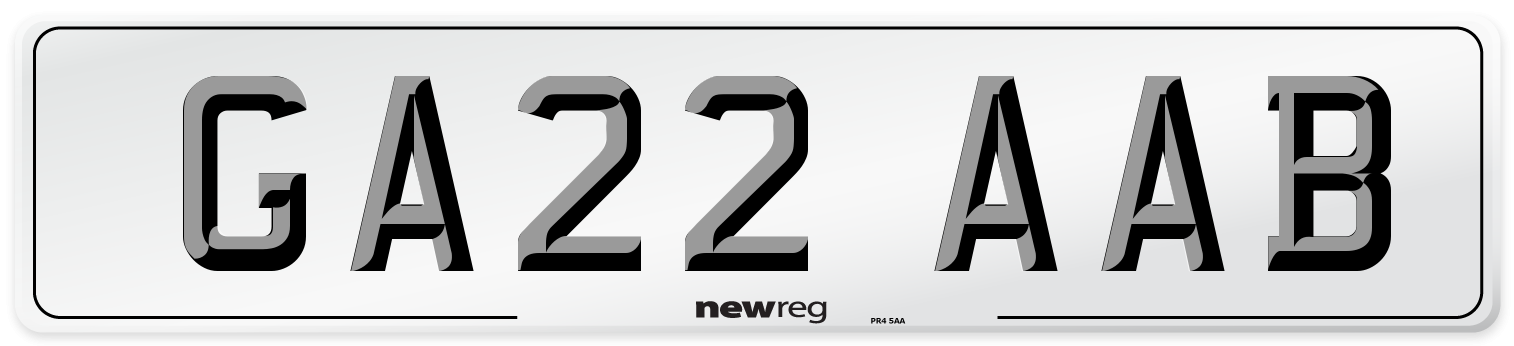 GA22 AAB Number Plate from New Reg